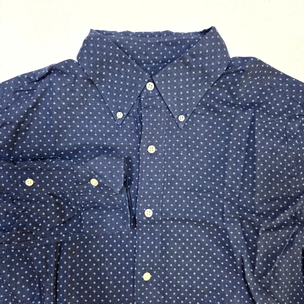 Ralph Lauren Button Down Shirt Mens M Navy Blue Geometric Print Long Sleeve 9073